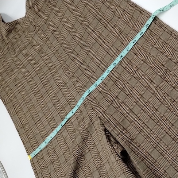 Hem & Thread Jumper Medium wide leg romper brown plaid side buttons - Picture 12 of 12
